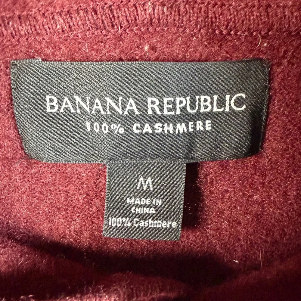 Banana Republic 100% Cashmere Hoodie Mens M Sweater Burgundy Quiet Luxury Preppy